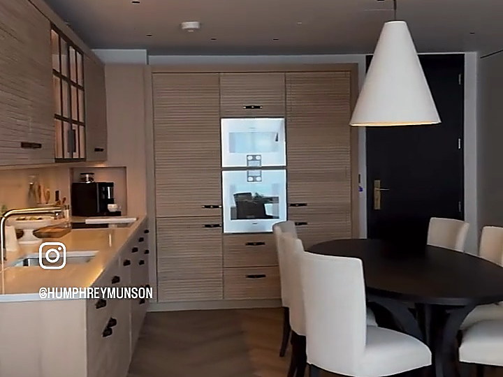 Short film touring the open-plan kitchen, dining and sitting room of the Farringdon apartment
